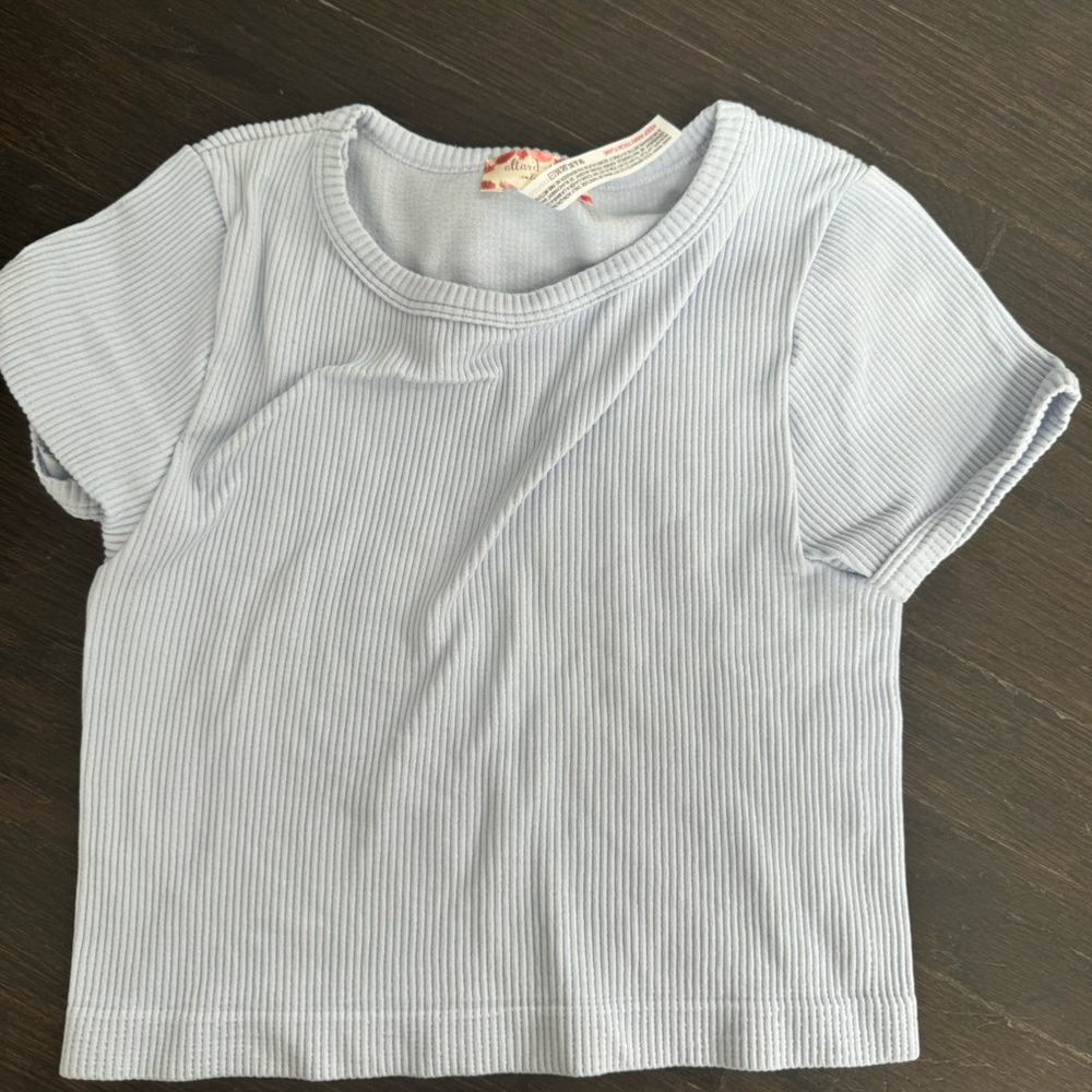 light blue crop top